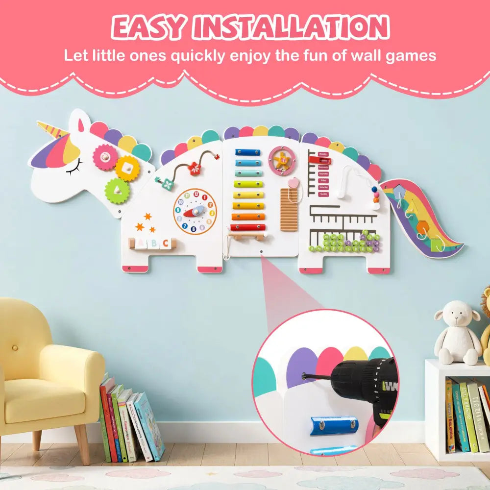11-in-1 Dinosaur Activity Wall Busy Board Panels for Toddlers Education and Early Development-White - White - Learning