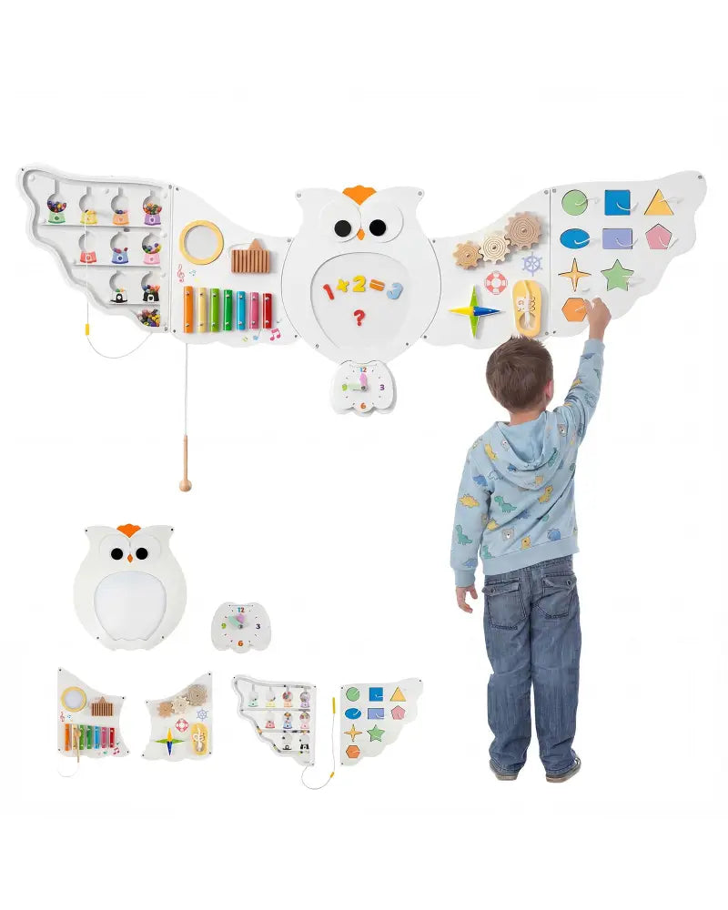 11-in-1 Toddler Learning Activity Center Owl Activity Wall Busy Board Panels for 3+ Years Old - Learning Toys