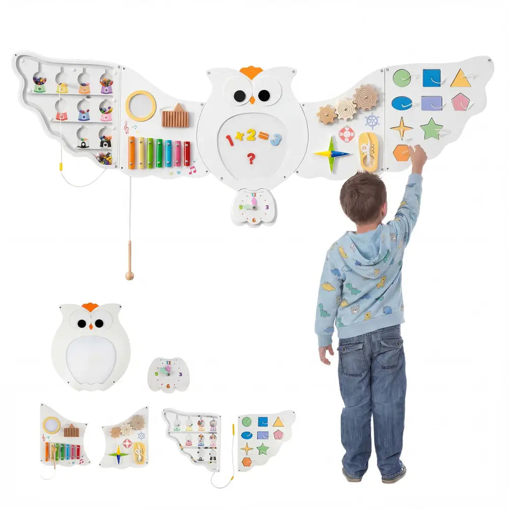 11-in-1 Toddler Learning Activity Center Owl Activity Wall Busy Board Panels for 3+ Years Old - Learning Toys