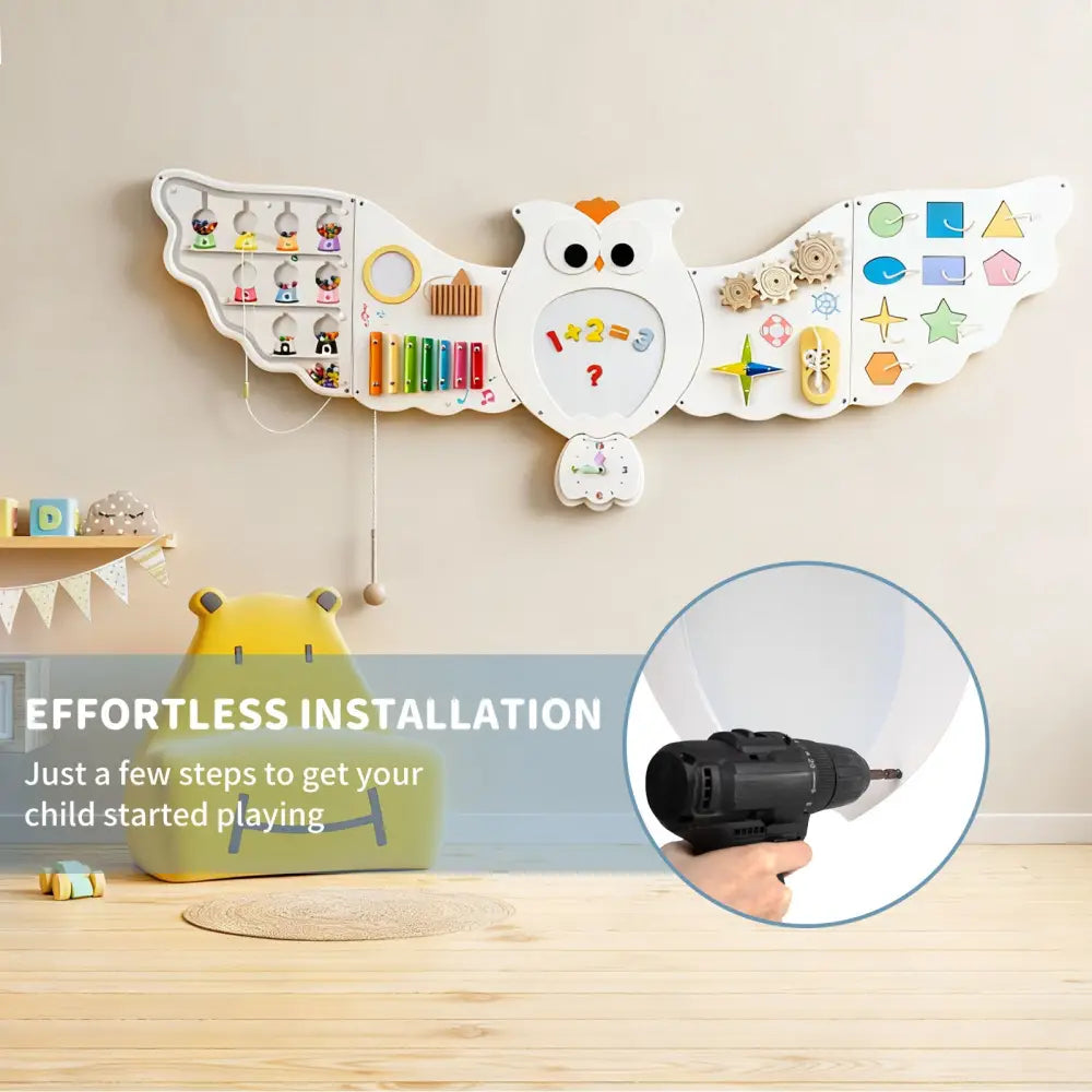 11-in-1 Toddler Learning Activity Center Owl Activity Wall Busy Board Panels for 3+ Years Old - Learning Toys
