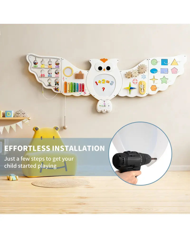 11-in-1 Toddler Learning Activity Center Owl Activity Wall Busy Board Panels for 3+ Years Old - Learning Toys
