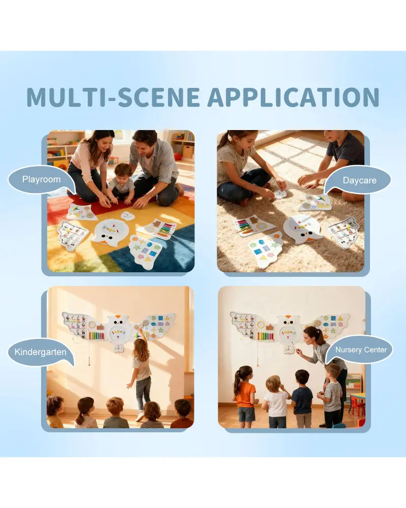 11-in-1 Toddler Learning Activity Center Owl Activity Wall Busy Board Panels for 3+ Years Old - Learning Toys