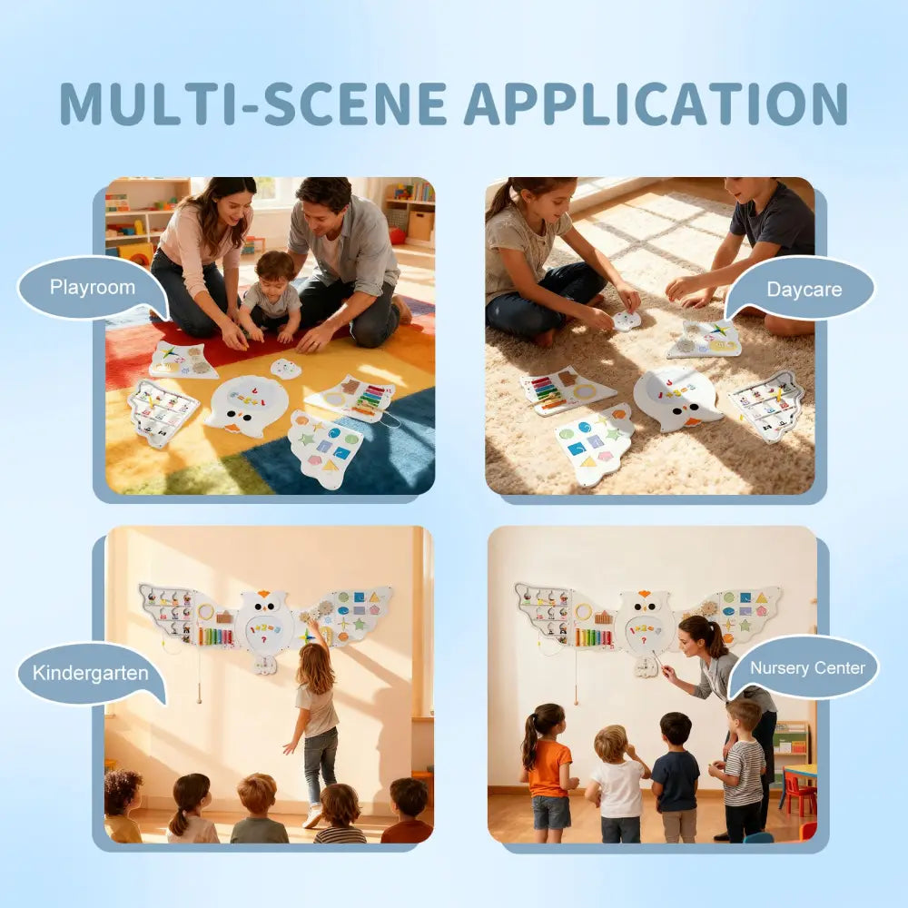 11-in-1 Toddler Learning Activity Center Owl Activity Wall Busy Board Panels for 3+ Years Old - Learning Toys