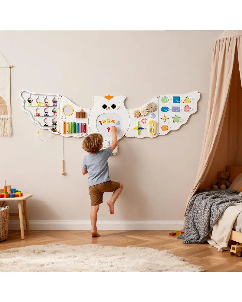 11-in-1 Toddler Learning Activity Center Owl Activity Wall Busy Board Panels for 3+ Years Old - Learning Toys