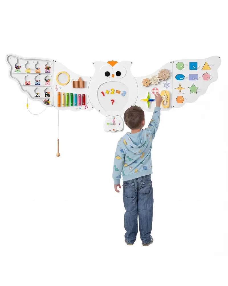 11-in-1 Toddler Learning Activity Center Owl Activity Wall Busy Board Panels for 3+ Years Old - Learning Toys