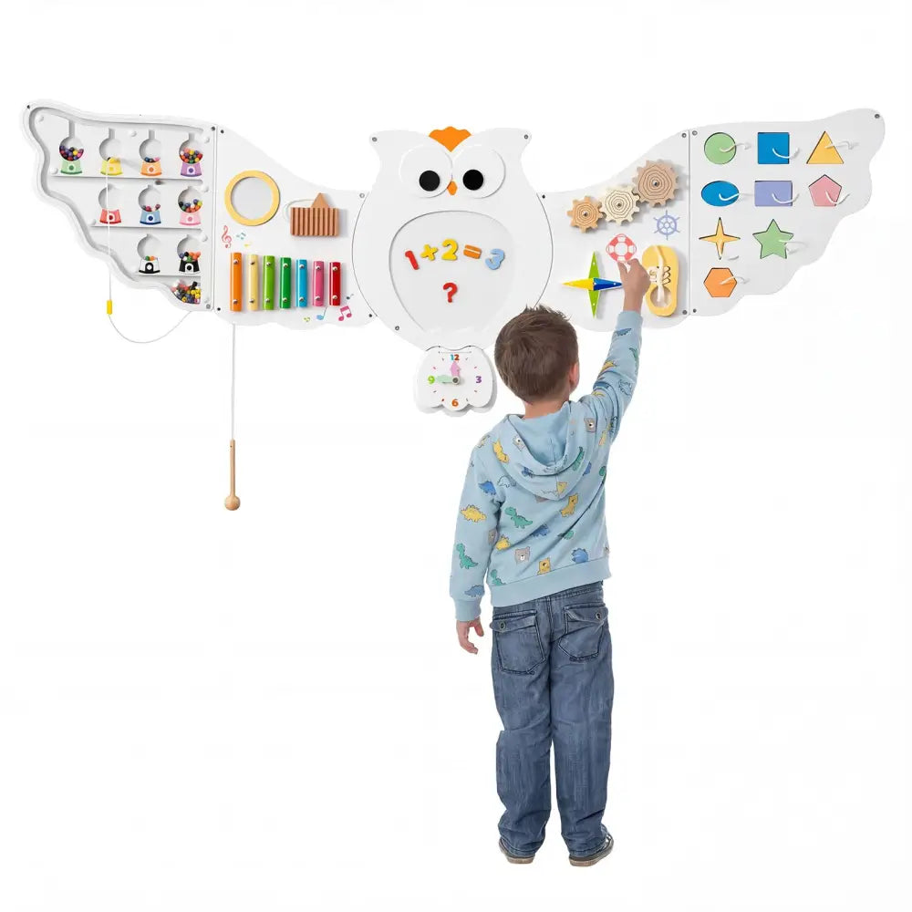 11-in-1 Toddler Learning Activity Center Owl Activity Wall Busy Board Panels for 3+ Years Old - Learning Toys