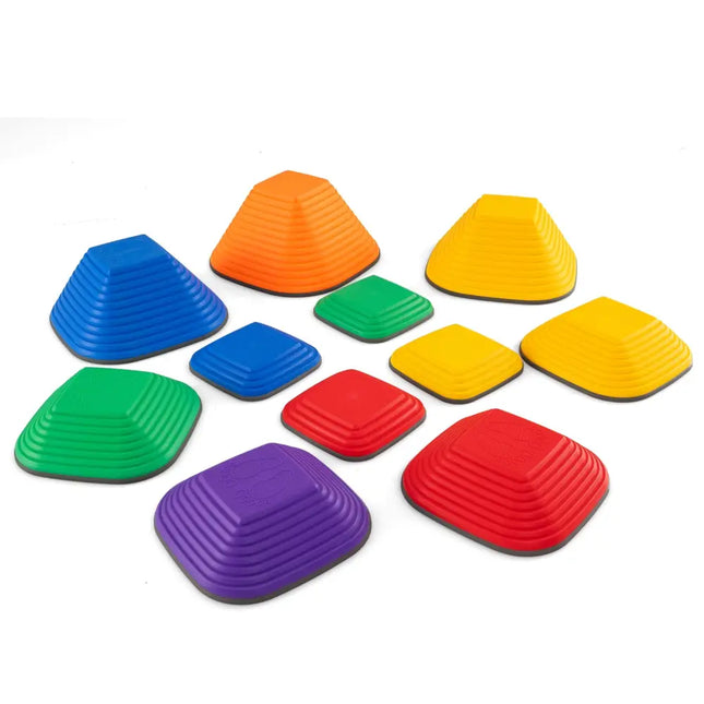 11 Pieces Kids Stepping Stone Square Stackable Indoor Outdoor-Multicolor - Multicolor - Toy Sports