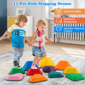 11 Pieces Kids Stepping Stones Stackable Balance Blocks Indoor Outdoor-Multicolor - Multicolor - Toy Sports