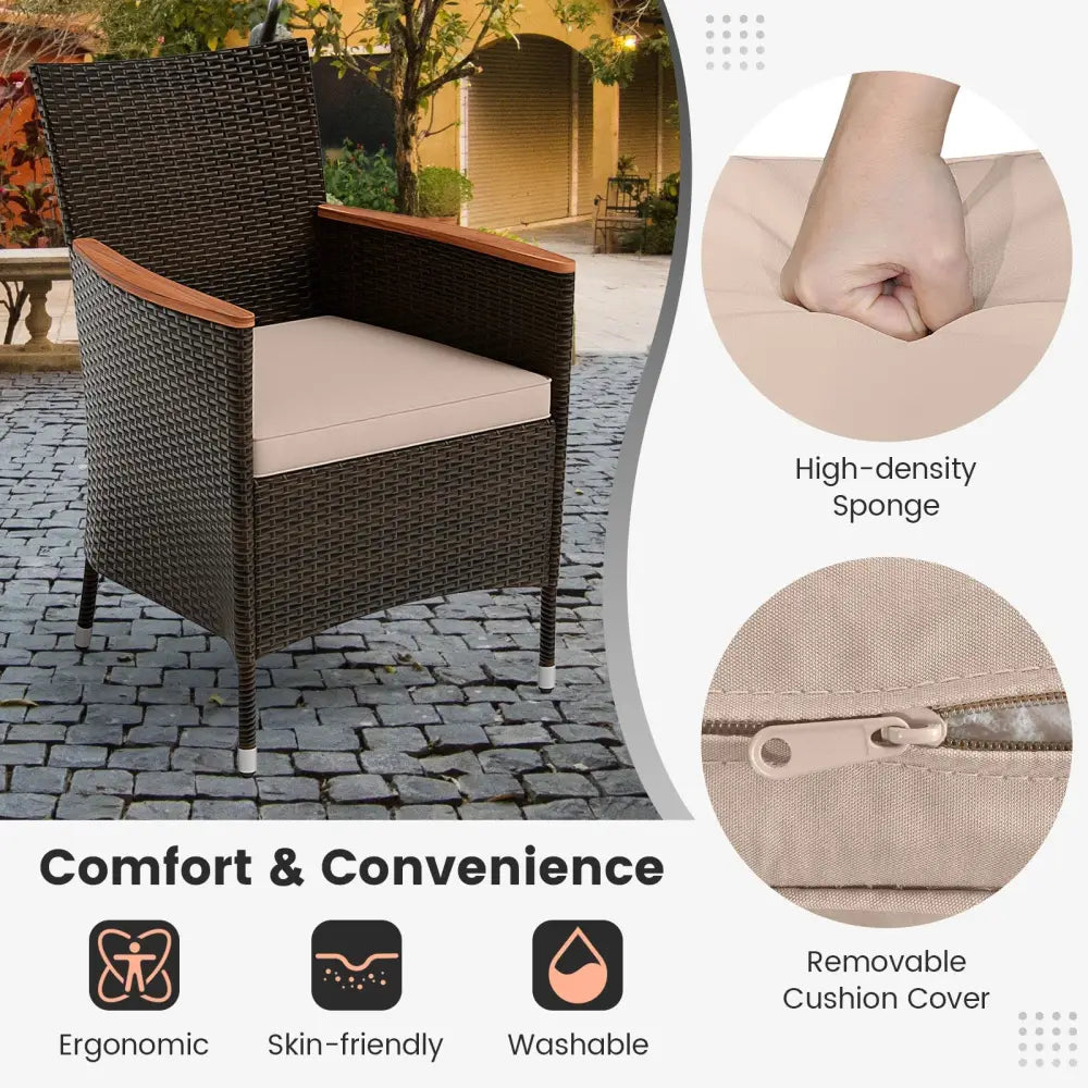 11 Pieces Patio Dining Set 15ft Double-Sided Patio Umbrella (Base Included) and Outdoor Rattan Furniture Set with 8