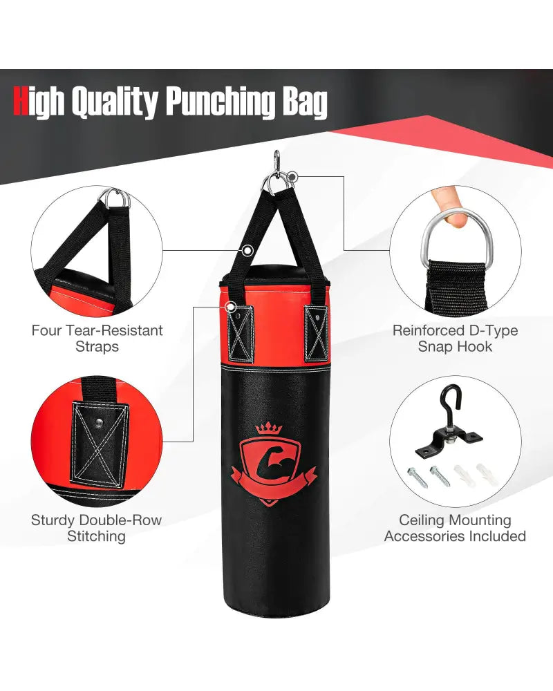 11 Pounds Kids Hanging Punching Bag Set with Punching Gloves-Black - Black - Boxing & Martial Arts