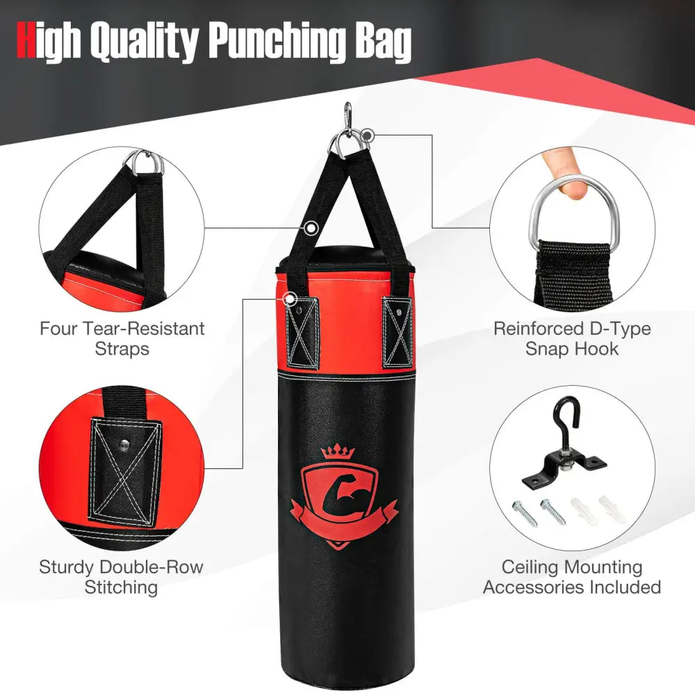 11 Pounds Kids Hanging Punching Bag Set with Punching Gloves-Black - Black - Boxing & Martial Arts