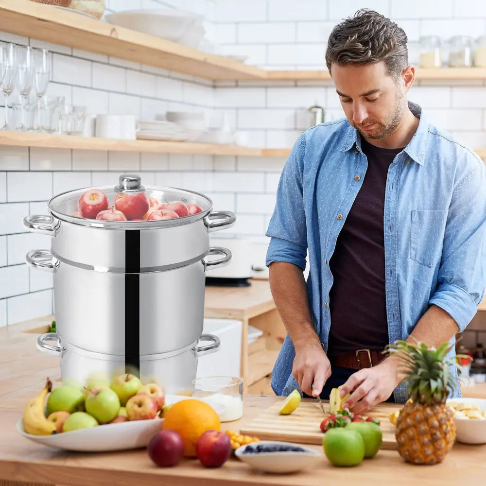 11-Quart Stainless Steel Fruit Juicer Steamer - Silver - Cookware & Bakeware