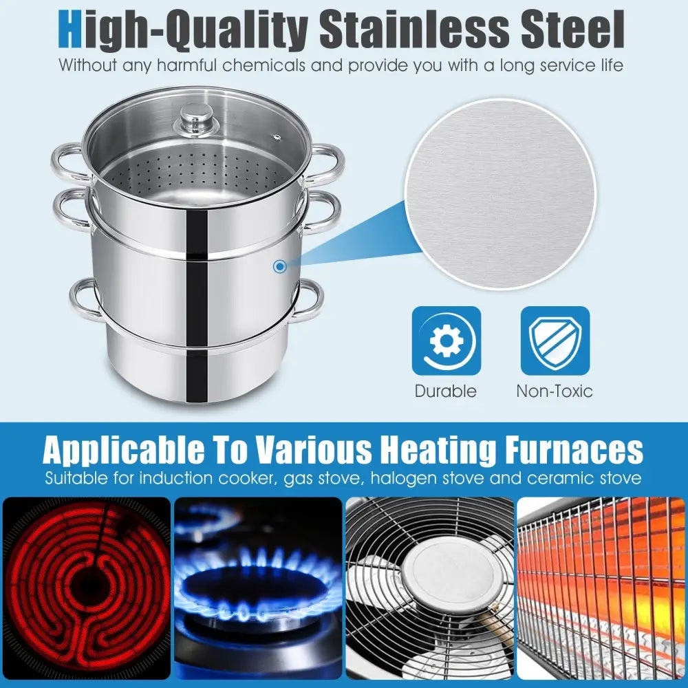 11-Quart Stainless Steel Fruit Juicer Steamer - Silver - Cookware & Bakeware