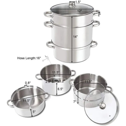 11-Quart Stainless Steel Fruit Juicer Steamer - Silver - Cookware & Bakeware