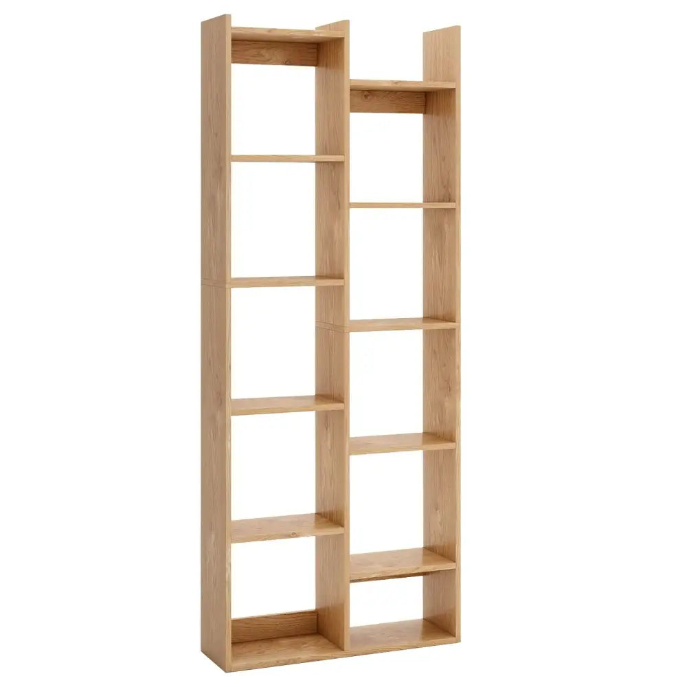 11-Tier Modern Book Organizer Bookcase with Anti-Tipping Kits-Natural Costway