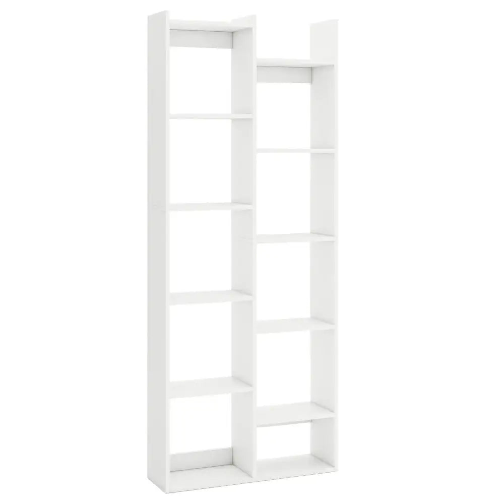11-Tier Modern Book Organizer Bookcase with Anti-Tipping Kits-White Costway