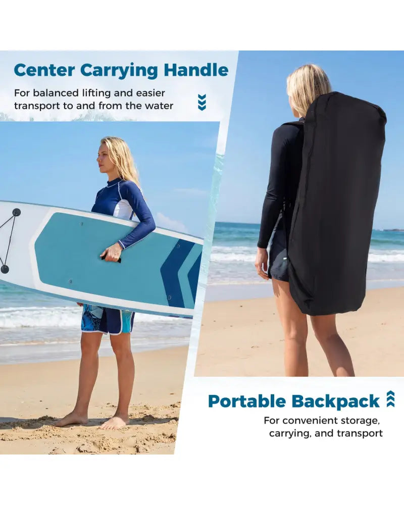 11’ Wide Inflatable Stand Up Paddle Board with Backpack for All Skill Levels-Dark Blue - Dark Blue - Surfing