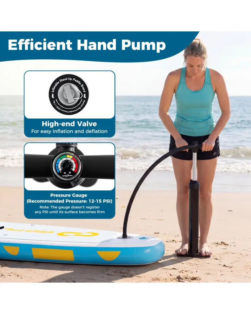 11’ Wide Inflatable Stand Up Paddle Board with Backpack for All Skill Levels-Blue - Blue - Surfing