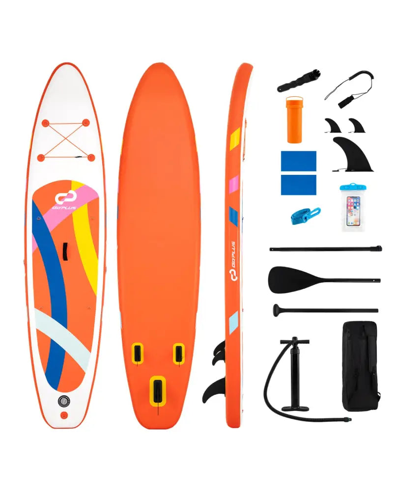 11’ Wide Inflatable Stand Up Paddle Board with Backpack for All Skill Levels-Orange - Orange - Surfing