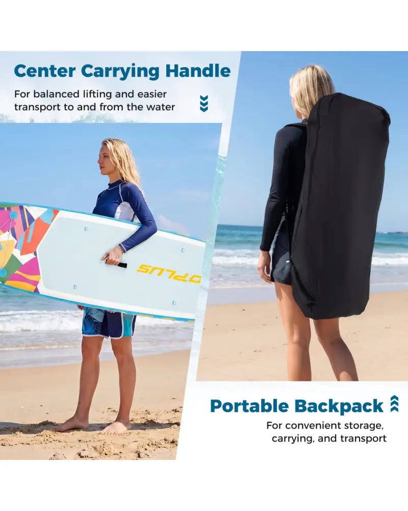 11’ Wide Inflatable Stand Up Paddle Board with Backpack for All Skill Levels-Blue - Blue - Surfing