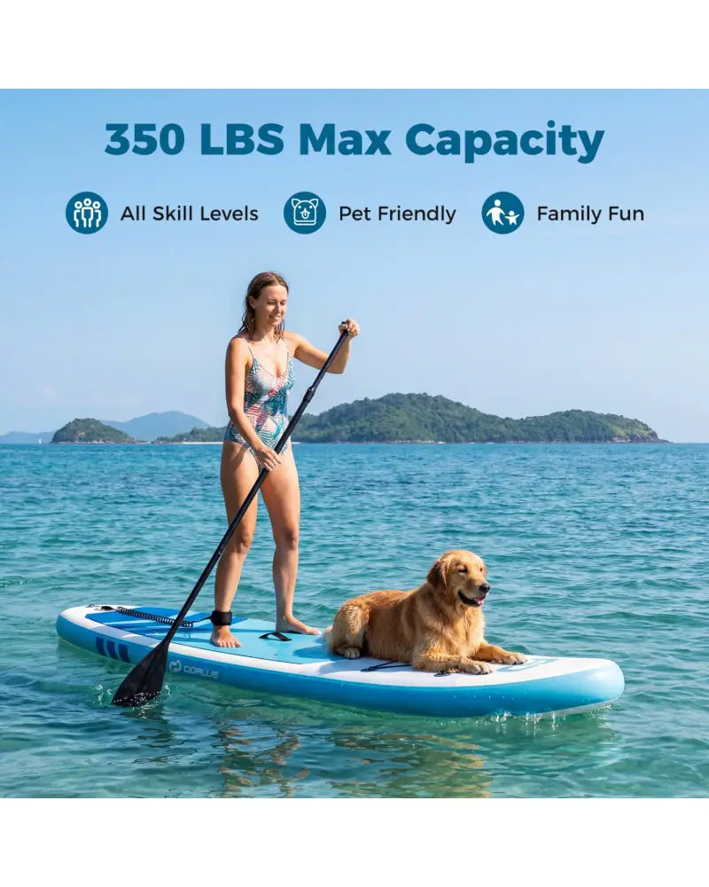 11’ Wide Inflatable Stand Up Paddle Board with Backpack for All Skill Levels-Dark Blue - Dark Blue - Surfing