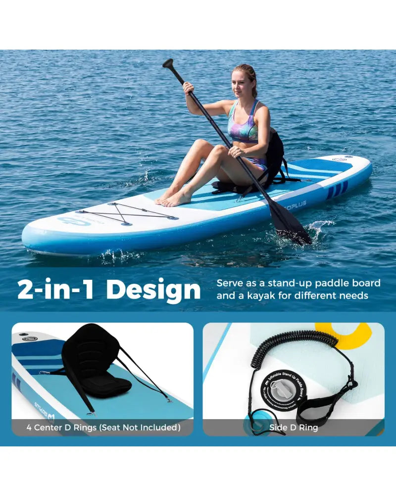 11’ Wide Inflatable Stand Up Paddle Board with Backpack for All Skill Levels-Dark Blue - Dark Blue - Surfing