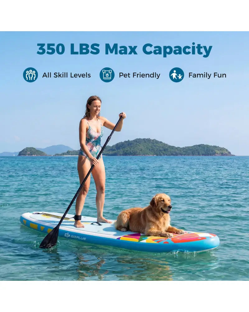 11’ Wide Inflatable Stand Up Paddle Board with Backpack for All Skill Levels-Blue - Blue - Surfing