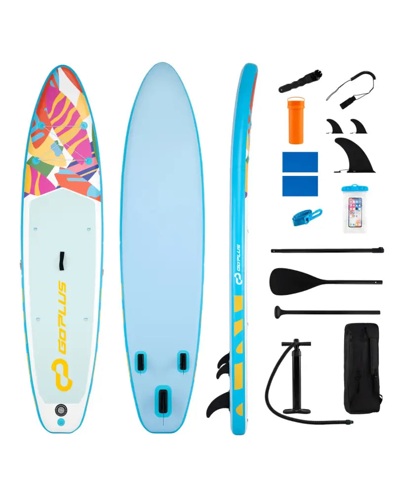 11’ Wide Inflatable Stand Up Paddle Board with Backpack for All Skill Levels-Blue - Blue - Surfing