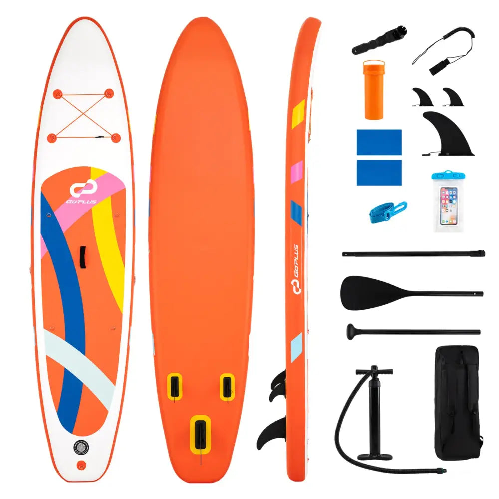 11’ Wide Inflatable Stand Up Paddle Board with Backpack for All Skill Levels-Orange - Orange - Surfing