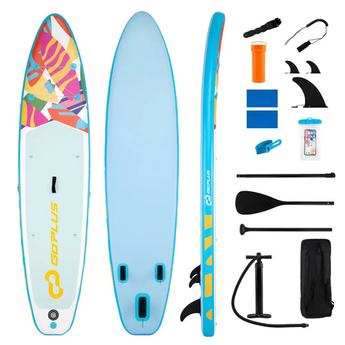 11’ Wide Inflatable Stand Up Paddle Board with Backpack for All Skill Levels-Blue - Blue - Surfing