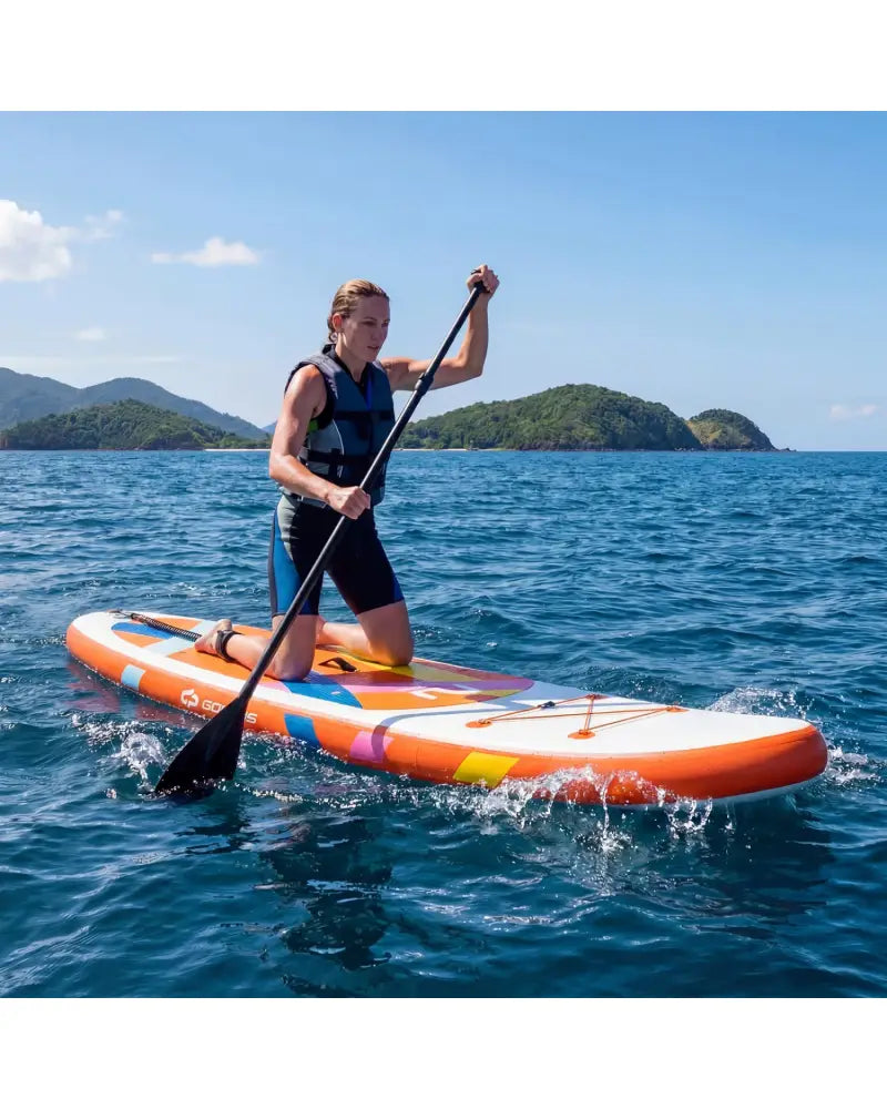 11’ Wide Inflatable Stand Up Paddle Board with Backpack for All Skill Levels-Orange - Orange - Surfing