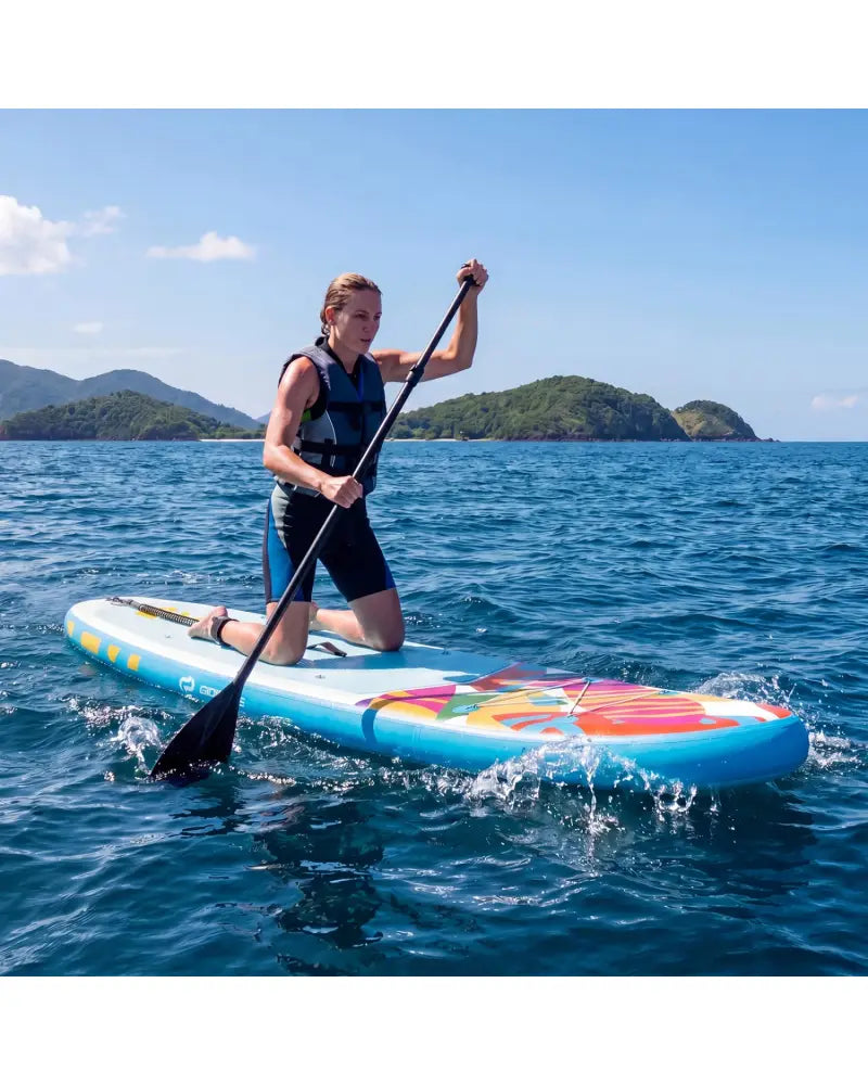 11’ Wide Inflatable Stand Up Paddle Board with Backpack for All Skill Levels-Blue - Blue - Surfing