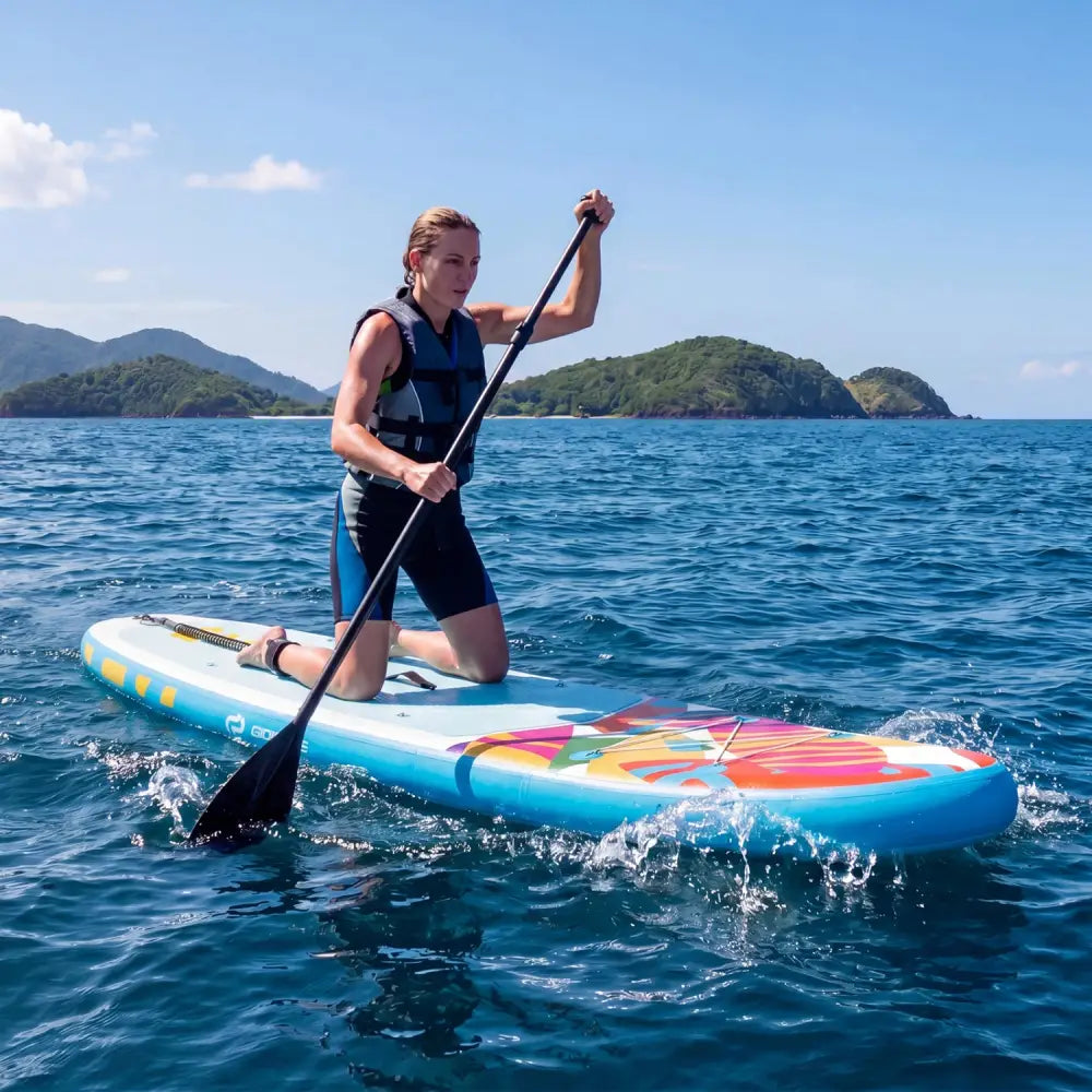 11’ Wide Inflatable Stand Up Paddle Board with Backpack for All Skill Levels-Blue - Blue - Surfing