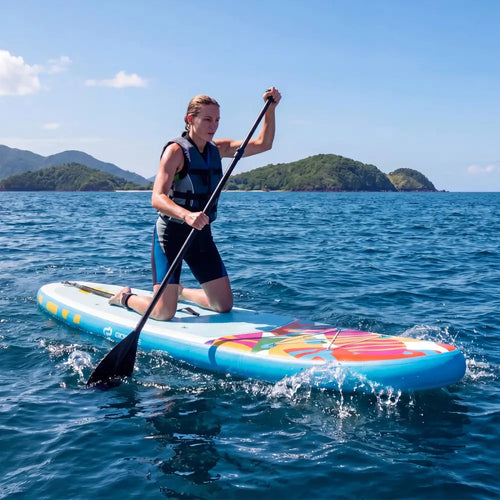 11’ Wide Inflatable Stand Up Paddle Board with Backpack for All Skill Levels-Blue - Blue - Surfing