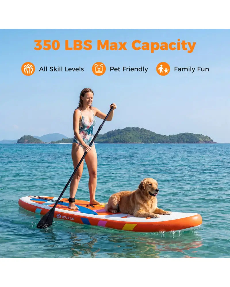 11’ Wide Inflatable Stand Up Paddle Board with Backpack for All Skill Levels-Orange - Orange - Surfing