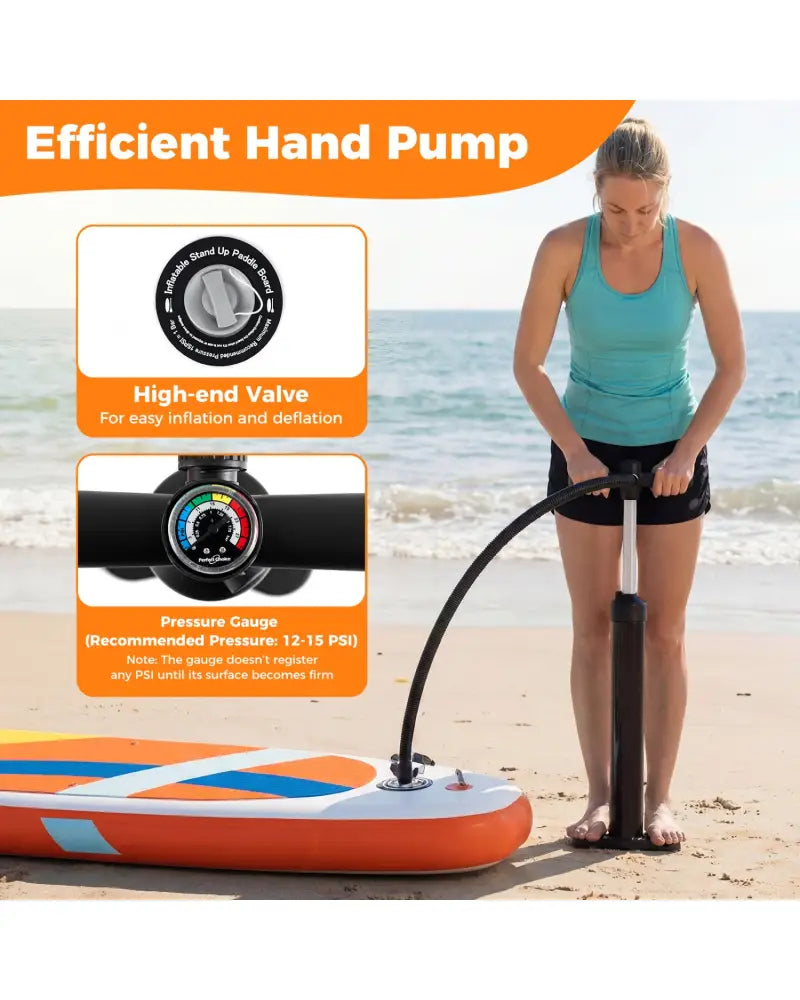 11’ Wide Inflatable Stand Up Paddle Board with Backpack for All Skill Levels-Orange - Orange - Surfing