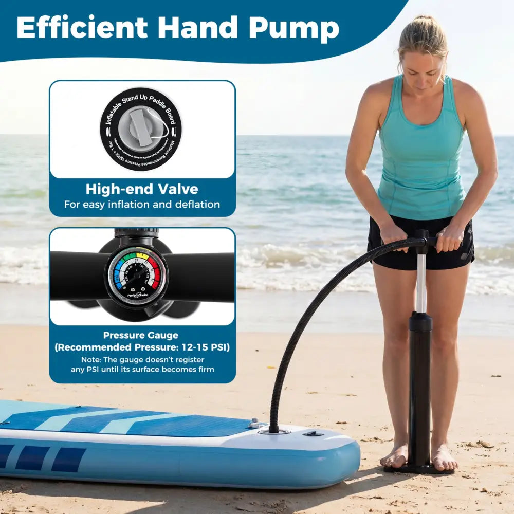 11’ Wide Inflatable Stand Up Paddle Board with Backpack for All Skill Levels-Dark Blue - Dark Blue - Surfing