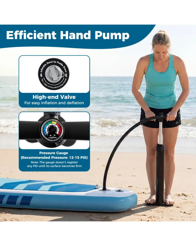 11’ Wide Inflatable Stand Up Paddle Board with Backpack for All Skill Levels-Dark Blue - Dark Blue - Surfing