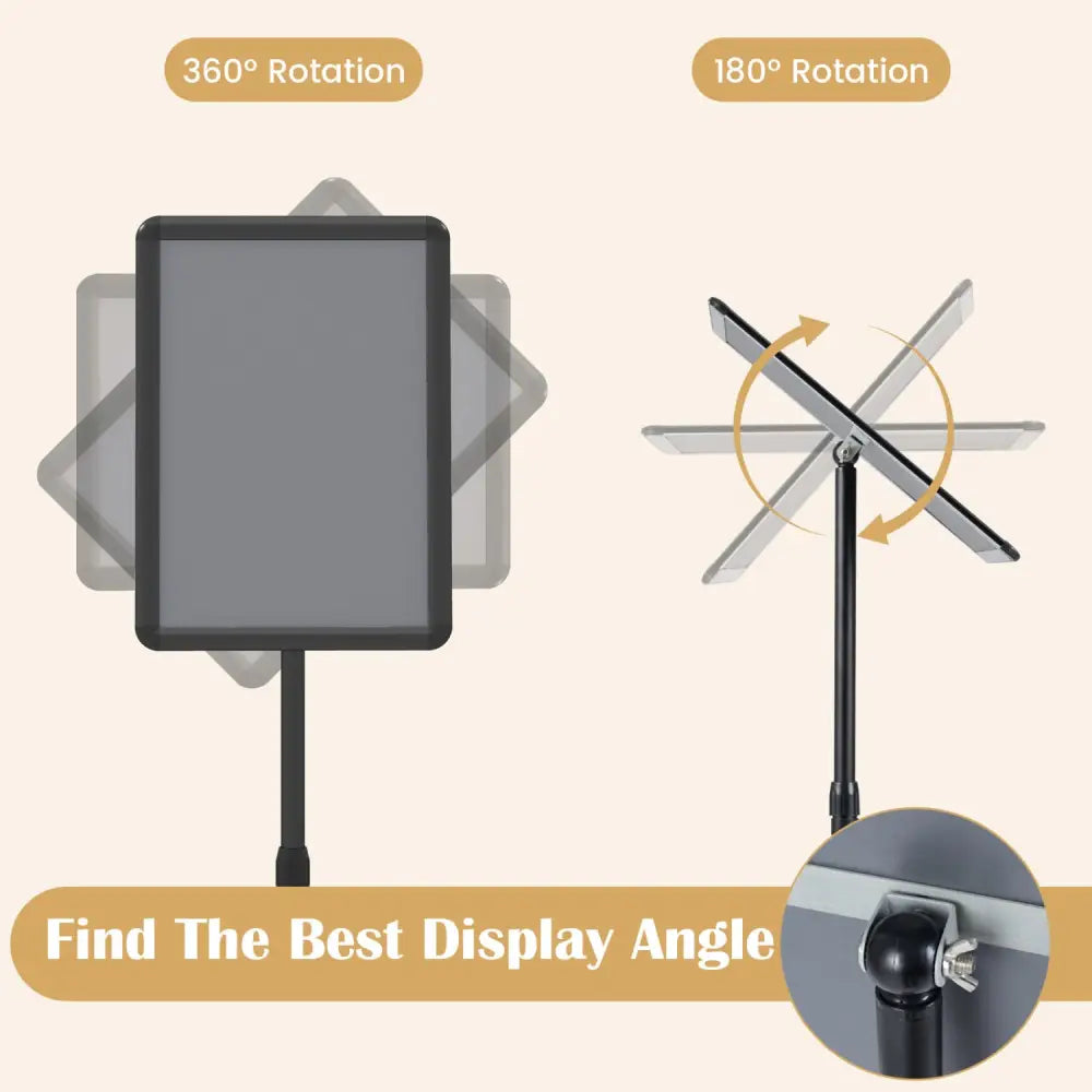 11 x 17 Inch Height Adjustable Sign Holder Stand with Snap-Open Frame-Black - Black - Home Office