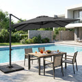 11 x 9 FT Aluminum Pole Outdoor Offset Hanging Umbrella with 220 LBS Base-Gray - Gray - Outdoor Umbrellas