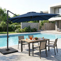 11 x 9 FT Aluminum Pole Outdoor Offset Hanging Umbrella with 220 LBS Base-Dark Blue - Dark Blue - Outdoor Umbrellas