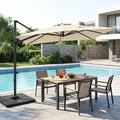 11 x 9 FT Aluminum Pole Outdoor Offset Hanging Umbrella with 220 LBS Base-Beige - Beige - Outdoor Umbrellas