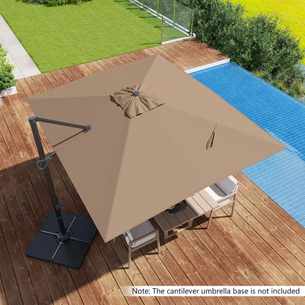 11 x 9 FT Cantilever Patio Umbrella with 360° Rotation and Easy Tilt Adjustment-Brown - Brown - Outdoor Umbrellas