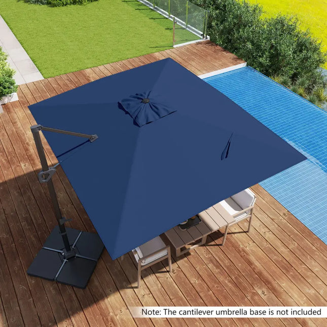 11 x 9 FT Cantilever Patio Umbrella with 360° Rotation and Easy Tilt Adjustment-Navy - Navy - Outdoor Umbrellas