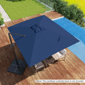 11 x 9 FT Cantilever Patio Umbrella with 360° Rotation and Easy Tilt Adjustment-Navy - Navy - Outdoor Umbrellas