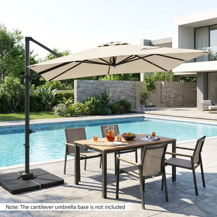 11 x 9 FT Cantilever Patio Umbrella with 360° Rotation and Easy Tilt Adjustment-Beige - Beige - Outdoor Umbrellas