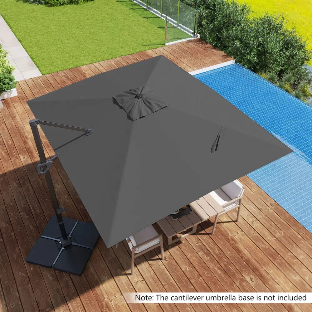 11 x 9 FT Cantilever Patio Umbrella with 360° Rotation and Easy Tilt Adjustment-Gray - Gray - Outdoor Umbrellas