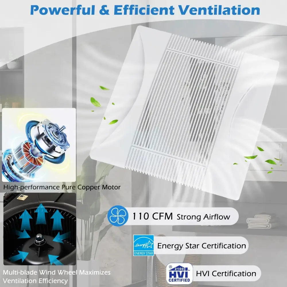 110 CFM Ceiling Mount Exhaust Ventilation Fan with Metal Housing Costway