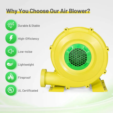 1100W Air Blower Inflatable Blower for Inflatable Bounce House - Yellow - Air Blowers