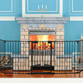 115 Inch Length 5 Panel Adjustable Wide Fireplace Fence-Black - Black - Pet Gate